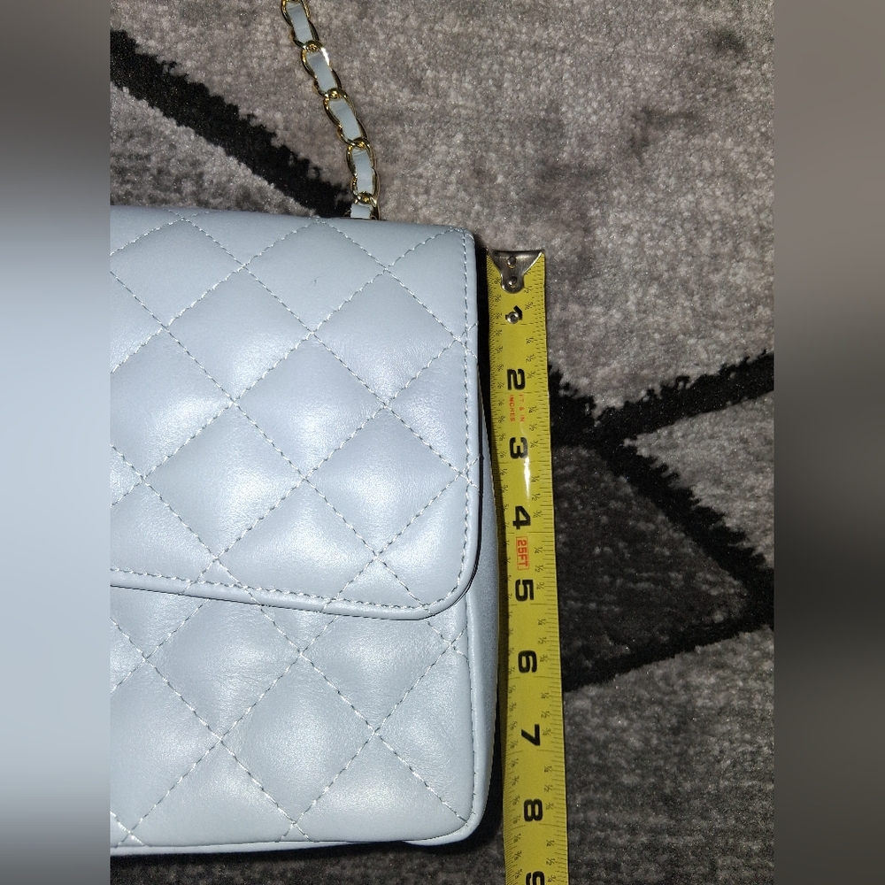 Quilted Light Blue Chain Shoulder Bag - Picture 9 of 16